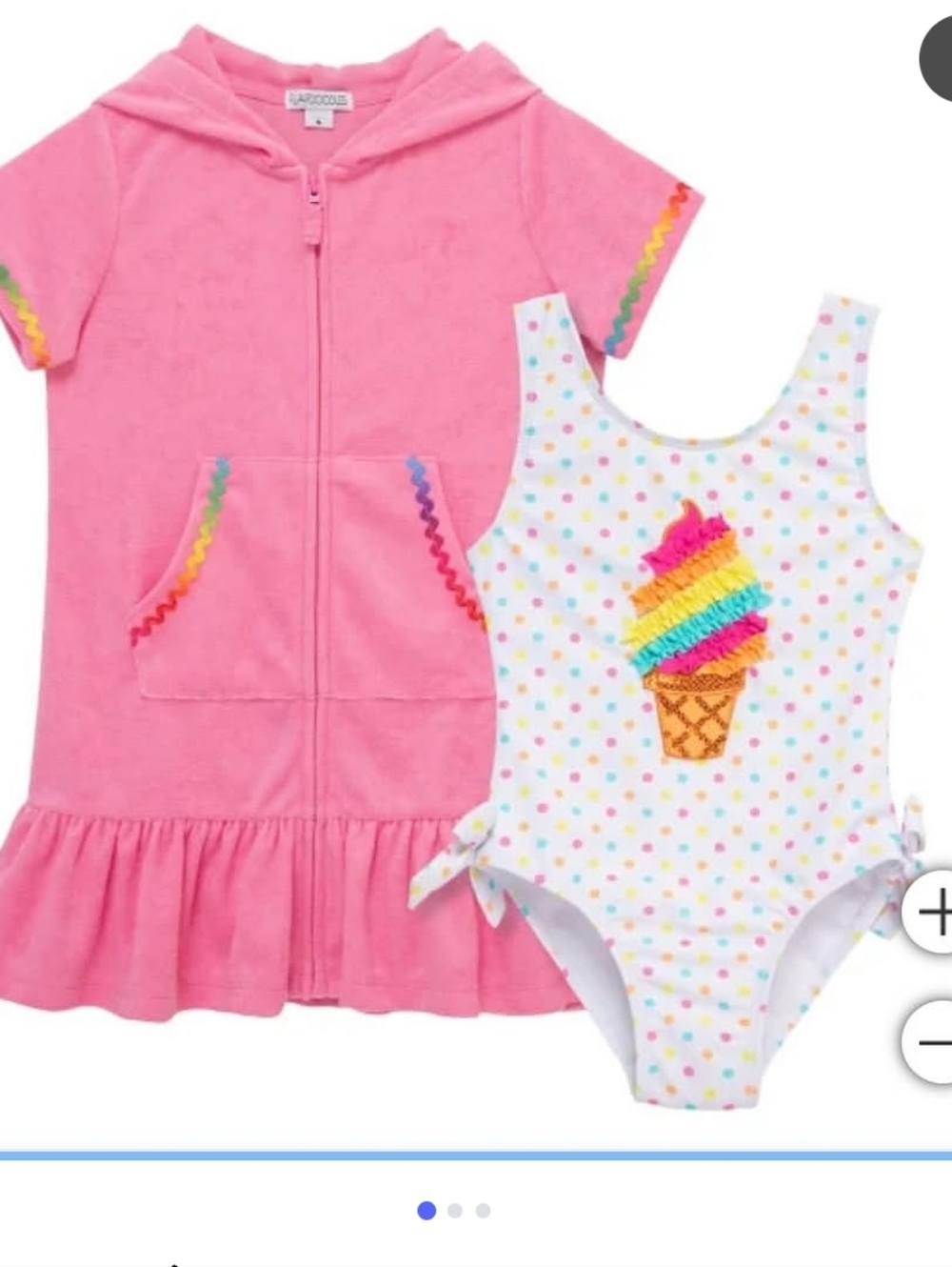 Flapdoodles 2-piece Swim Set Icecream Swimsuit with Cover-Up Nwt